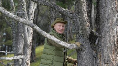 Russian President Vladimir Putin enjoys a walk during his leisure time in the Siberian Taiga area, Tyva Republic, Russia. EPA
