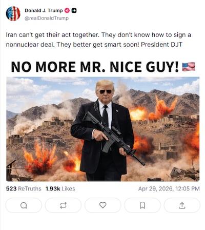 President Donald Trump Truth Social post.