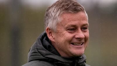 Manchester United manager Ole Gunnar Solskjaer at training ahead of the Europa League semi-final against Roma. Getty