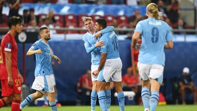 Cole Palmer scored the equaliser for Manchester City to force a penalty shootout. Getty