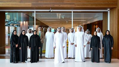 Sheikh Hamdan bin Mohammed, Crown Prince of Dubai and Chairman of Dubai Executive Council, meets council members at the Mohammed bin Rashid Library.