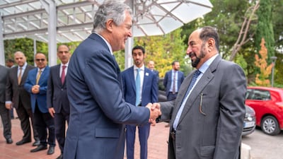 Sheikh Dr Sultan bin Muhammad Al Qasimi received the honour during a visit to Madrid for the Liber International Book Fair, where Sharjah was guest of honour. Courtesy Sharjah Media Office