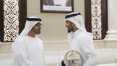 Sheikh Mohammed bin Zayed, Crown Prince of Abu Dhabi and Deputy Supreme Commander of the Armed Forces, with members of Al Jazira Football Club. Ryan Carter / Crown Prince Court - Abu Dhabi