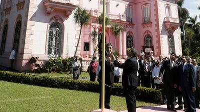 Sheikh Abdullah bin Zayed Al Nahyan, the UAE Minister of Foreign Affairs, opens the UAE embassy with his Cuban counterpart Bruno Rodriguez Parrilla. WAM