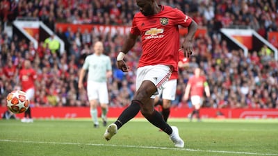 Louis Saha finds the net for United. Getty