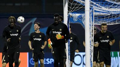 Chelsea players attend a training session at the Maksimir Stadium in Zagreb. AFP