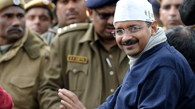 Arvind Kejriwal, chief minister of Delhi and leader of the Aam Aadmi Party, is at the centre of a political storm within his party that on Wednesday sacked two prominent members from the political affairs committee of AAP. Sajjad Hussain/AFP Photo