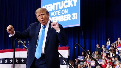 US President Donald Trump dances after speaking at a campaign rally to support Republican House of Representatives candidate Ed Gallrein and Senate candidate Andy Barr, at Truist Arena in Highland Heights, Kentucky, US, October 17, 2026. REUTERS / Kevin Lamarque