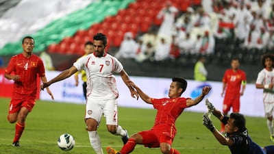 Ali Mabkhout in action during the UAE national team's Asian Cup qualifier against Vietnam. Asian Football Confederation nations could see a significant shift in how they qualify for major tournaments if the AFC accepts proposed changes. Pawan Singh / The National