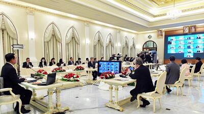 Thai Prime Minister Prayut Chan-o-cha attends the online Asia-Pacific Economic Cooperation leaders' summit (APEC), at Government House in Bangkok, Thailand. EPA