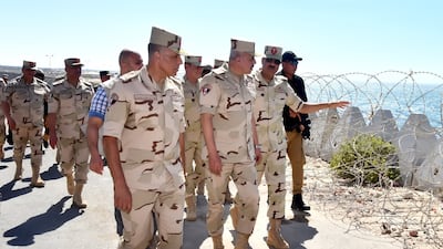 Egypt's military chief of staff, Lt Gen Ahmed Khalifa, at the border area with Gaza. The country's system of compulsory military service has deep historical roots. Photo: Egyptian Armed Forces
