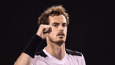 Andy Murray of Britain celebrates winning the semi-final match against Milos Raonic on Friday at the Australian Open. Filip Singer / EPA / January 29, 2016