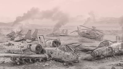 US damaged aircraft illustration shorthand Roy 'Stan' Cooper / The National