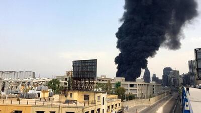 Smoke rises from Beirut's port area. Reuters