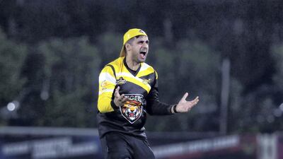 Tigers' Babar Iqbal appeals during the Karwan Rising Stars F40 Final. Chris Whiteoak / The National