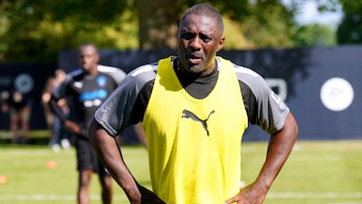 World XI manager Idris Elba during a training session ahead of Soccer Aid 2022. PA