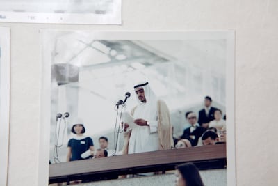 An images from the 1970 World Expo, in Japan that shows President Sheikh Khalifa who was representing the UAE at the event. Christopher Pike / The National