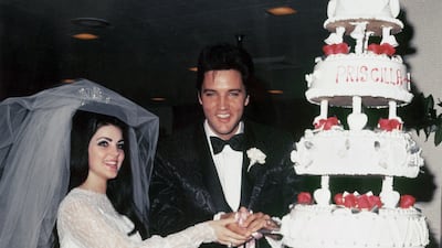 Elvis Presley and Priscilla Presley on their wedding day on May 1, 1967. Getty Images