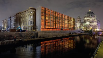 Images are being beamed on buildings in Berlin.