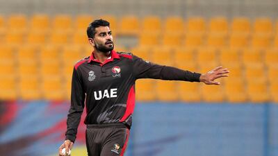 Ahmed Raza will be joined by UAE teammate Karthik Meiyappan as part of RCB's training camp during the IPL. Pawan Singh / The National