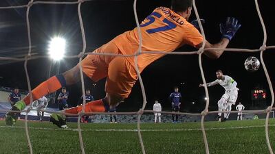 Real Madrid defender Sergio Ramos scores the second with a penalty. EPA