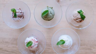 A selection of ice creams including matcha and chocolate coconut from Vietnamese Foodies