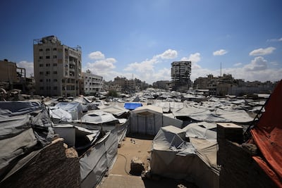 A tent camp sheltering displaced Palestinians in Gaza city. Reuters