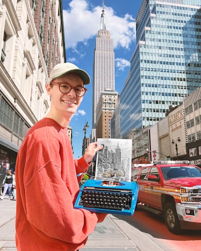 Artist James Cook next to the Empire State Building in New York City. Photo: James Cook