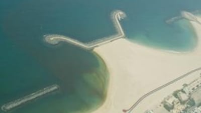 An aerial image showing the advance of the algal bloom on the coast of Dubai.