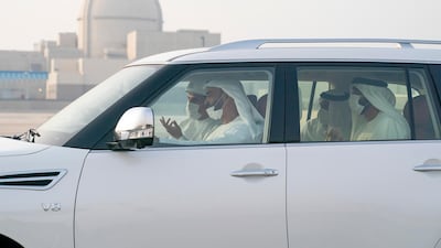Sheikh Mohamed also visited the grounds of the plant in Al Dhafra. Mohamed Al Hammadi / Ministry of Presidential Affairs