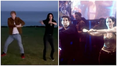 Ed Sheeran and Courteney Cox recreated Ross and Monica's famous dance routine from 'Friends' series six episode, 'The One With the Routine'.
