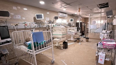 The neonatal intensive care unit. The Gaza health ministry said two children died after the hospital's generators stopped and its oxygen plant was destroyed when Israeli troops attacked the building. AFP