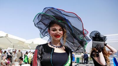 Nouran Hassan wears a black mesh fascinator. Sarah Dea / The National