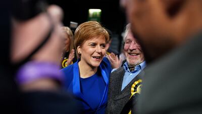 First Minister and SNP Leader Nicola Sturgeon is mobbed by supporters as she arrives at the counting hall during the UK Parliamentary Elections at the SECC in Glasgow, Scotland. Getty Images