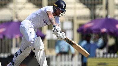 England's captain Ben Stokes plays a shot. AFP