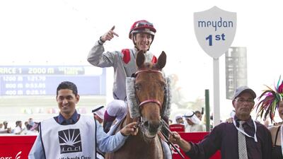 Al Mamun Monlau returns for a prep race over the course and distance in the Al Maktoum Challenge Round under former Godolphin jockey Frankie Dettori at the Super Saturday meeting at Meydan Razan Alzayani / The National