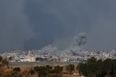 Smoke billows from an Israeli air strike in Gaza on New Year's Day. Reuters