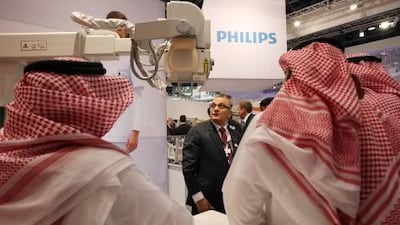 Philips medical equipment on display at the Arab Health convention in Dubai yesterday. Pawan Singh / The National