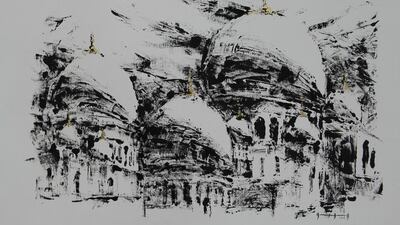 Michael Arnold's Awe, a rendering of the Sheikh Zayed Grand Mosque in Abu Dhabi. Courtesy Michael Arnold and Showcase Gallery