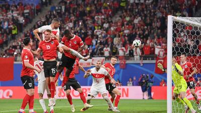 Merih Demiral of Turkey scores his team's second goal with a header. Getty Images