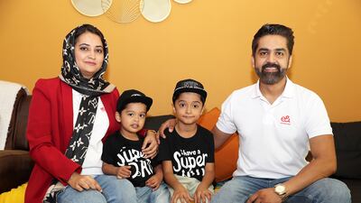 Dr Javairia Hassan and her husband Hassan Ashraf live with their two sons in a Dh90,000-a-year, one-bedroom apartment in The Greens. All photos: Pawan Singh / The National