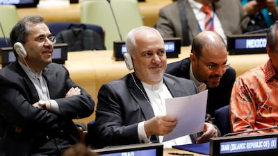 Iran's Foreign Minister Javad Zarif prepares to address the High Level Political Forum on Sustainable Development. AP