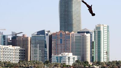 Divers warm up before the final of the mens section at the Fina High Board Diving World Cup.