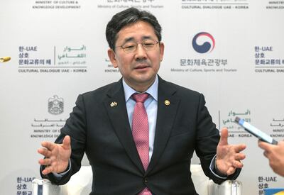 Park Yang-woo, South Korean Minister of Culture, Sports and Tourism, says tourism to South Korea from the UAE has been spurred on by a love for K-Pop. Khushnum Bhandari for The National