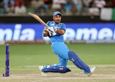 Shikhar Dhawan in action during his innings.