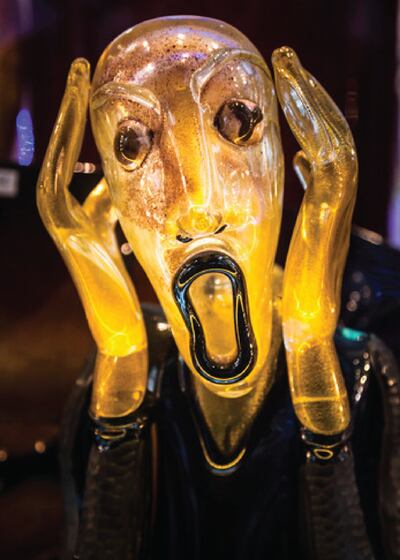 Hemi Bawa's Murano sculpture inspired by The Scream by Edvard Munch. Photo: The Glass Makers Club