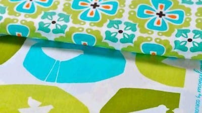 Flowerbed and Birds fabric from MonaLuna. Courtesy of Boxed Online