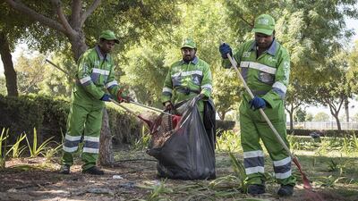More than 4,000 cleaners were deployed throughout Abu Dhabi after National Day. Vidhyaa for The National