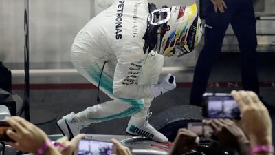 Mercedes' Lewis Hamilton raced to his 60th victory in Formula One. Jeremy Lee / Reuters