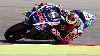 Spanish MotoGP rider Jorge Lorenzo of the Movistar Yamaha MotoGP team in action during the first training session at the Circuit de Barcelona-Catalunya in Montmelo, near Barcelona, Spain. Toni Albir / EPA